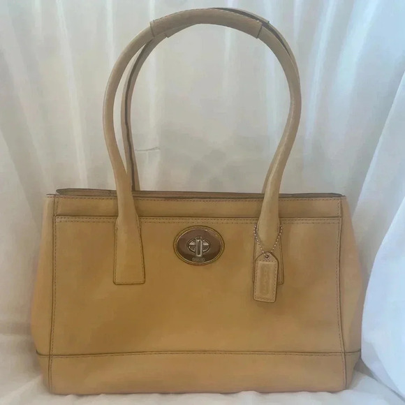 Vtg Coach Classic Madeline Tote Satchel Handbag Beige/Yellow Great Condition - Picture 1 of 12
